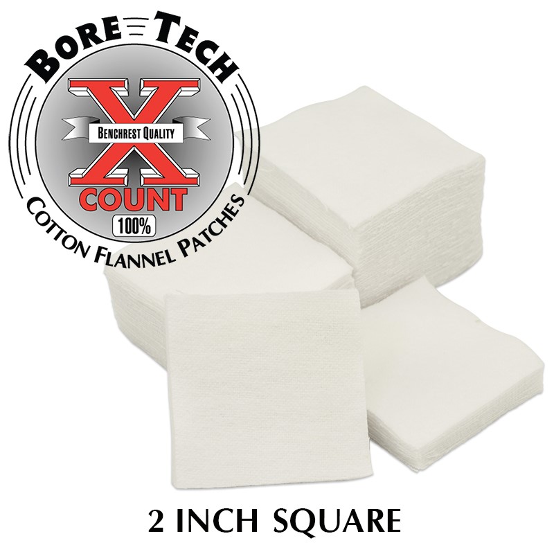 500 Per Pack Md Bore Tech X-Count Square Cotton Patches For 30 Caliber BTPT-2 